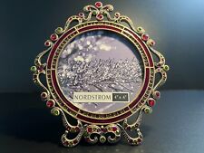 Rare Vtg Jeweled Circular Metal Picture Frame by NORDSTROM - Fits 4