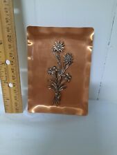 VTG COPPER 3D FLOWER PLAQUE 4”x 5” MCM Deco Wall Hanging MADE GERMANY 1960-70s picture
