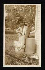 1920s FUNNY WOMAN SCRUBBING/WASHING MAN IN SMALL WASHTUB OLD/VINTAGE PHOTO- J152 picture