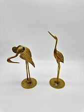 Set of 2 Vintage Solid Brass Set Birds Statue  picture