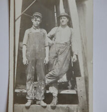 Vtg 1910s 20s Man & Boy in Overalls Coveralls WORKWEAR CO Postcard RPPC picture