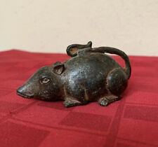 Antique Unusual Bronze Hand Made Mouse/Rat Statue Figurine 4” picture