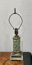 Vintage French Longwy Art Pottery Ceramic Cloisonne Majolica Cylinder Lamp Base picture