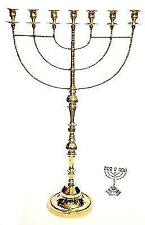 Huge Temple Menorah In Gold Plated From Holy Land Jerusalem 34.6″ / 88cm picture