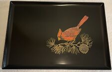 VINTAGE COUROC of MONTEREY Cardinal MID CENTURY INLAID TRAY - Large 18 Inches  picture