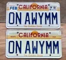 1991 California Sunset License Plate Pair ON AWYMM  picture