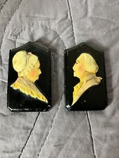 Vintage George & Martha Washington Silhouette Nu-Stone Wall Hangings 4” Tall picture