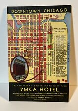 YMCA  Vintage Linen Chicago Street View Map Postcard 1940-50s picture