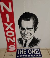 Vintage 1968 Nixon's The One Campaign Large Banner Print Plastic Clear picture