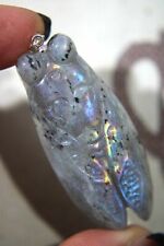 TOPNatural crystal labradorite Cicada Carved Healing Pendants Reiki +necklac picture