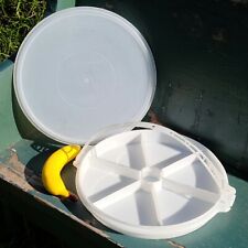 Vintage Tupperware White Party Susan with Tupper Seal Sheer Lid and Handle picture