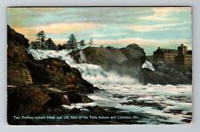 Auburn & Lewiston ME-Maine, Scenic Old Man Of The Falls Vintage Postcard picture