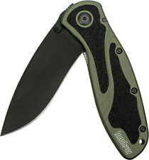 Kershaw Blur Olive and Black Pocket Knife, 3.4” Stainless Steel Blade with Assis picture