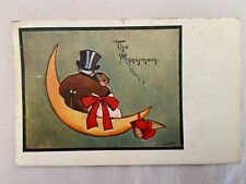 vintage Postcard The honeymoon crescent moon couple ￼ Engagement 1907 picture