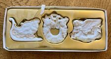 Set Of 3 Porcelain Christmas Ornaments with Gold Accents picture