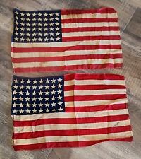 (2) Vintage WW 2 Era 48 Star Linen American US 16” x 11” Parade Flag, Old Glory picture