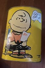 Vintage 1960’s Snoopy Charlie Brown Schulz Metal Trash Can picture