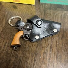 Vtg Keychain Frontier Ranger 992 Gun Pistol Revolver USA & Sweet Leather holster picture