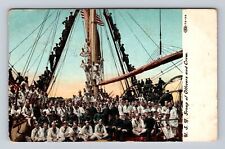Military - U.S. Navy Officers & Crew Aboard Sailing Ship, Vintage c1908 Postcard picture