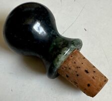 Vintage Green Marble Granite Stone Wine Bottle Stopper With Cork Bottom picture