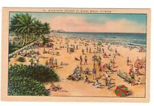 Postcard FL Miami Beach Mid Winter Bathing Sunshine Florida Red Umbrella picture