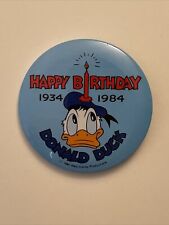 Vintage 1984 Walt Disney Happy Birthday Donald Duck Pin Back Button picture