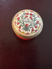 Vintage Halcyon Days Enamels Tiny Trinket Box Says Be Happy 💗 picture