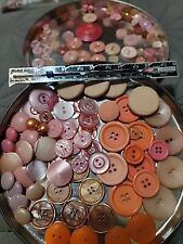 Antq Vtg huge Lot Of PINKS & Corals Glass Bakelite Lucite & Plastic Buttons SETS picture
