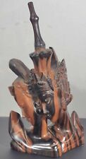 Vintage Mid Century Balinese Ebony Timber Sculpture Of Two Dancing Ladies c 1970 picture
