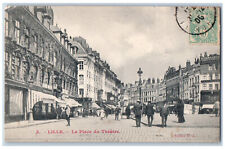 Lille Nord France Postcard Buildings Standing in Theater Square View 1906 picture