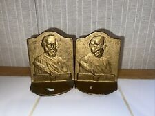 VINTAGE Henry Wadsworth Longfellow BRASS CAST BOOKENDS Kraftware picture