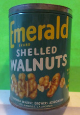 Vintage EMERALD BRAND SHELLED Walnuts WALNUT VACUUM PACKED Tin empty NO LID 4 OZ picture