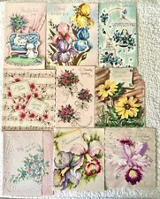 0-2 Unused Lot Of 9 Mixed Flower Occasion Vintage Greeting Cards 1940s-1960s picture