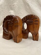 Pair of MAGNIFICENT Vintage Carved Wooden RAMS HEAD  picture