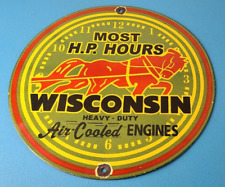 Vintage Wisconsin Engines Sign - Gas Pump Plate Automobiles Porcelain Sign picture