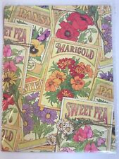 NOS 1980's Vtg Garden Seed Packets Floral Sunflower Pansy Craft Gift Wrap Paper  picture