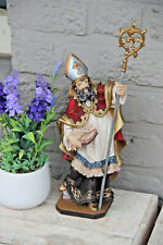 Vintage German saint Augustine wood carved polychrome religious statue  picture