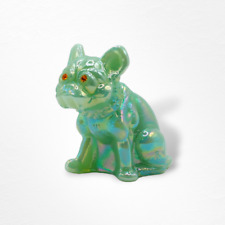 Green Jadeite Glass Carnival Glass Bulldog Figurine, Rare - Retro Vintage Decor picture