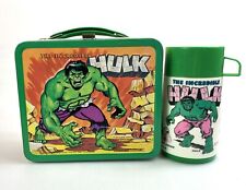 Incredible Hulk Vintage Tin Metal Lunchbox & Thermos 1978 Aladdin Marvel picture