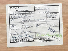 Vintage WWII 1945 Torney General Hospital Patients Pass Military Ephemera Paper picture