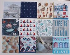 12 Individual Paper Decoupage Luncheon Napkin - NAUTICAL #A Lighthouse Seashell picture