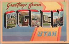 Vintage OGDEN, Utah Large Letter Postcard - Barkalow Bros. Linen / c1940s Unused picture