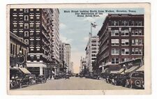 1918 HOUSTON TEXAS MAIN STREET & WALKER DOWNTOWN CARS VINTAGE POSTCARD TX OLD  picture