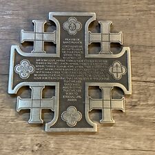 VINTAGE WASHINGTON NATIONAL CATHEDRAL CROSS Prayer Of Saint Francis Pewter Plaq picture