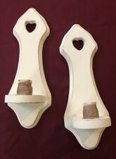 Pair of Vintage Home Interiors Wooden Heart Sconces 14.5