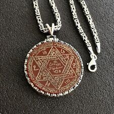 Seal of Solomon Pendant Handmade engraved Agate Silver King's Necklace Talisman picture
