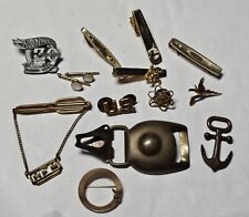 Junk Drawer Lot Tie Clips Lapel Pins Buckle Harness Mixed Items picture