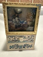 Vintage rare Delft made in Japan music box drawer animated Around the world 80  picture