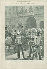 Antique B&W Illustrated Print Duke Of York & His Bride Buckingham Palace 1893 picture