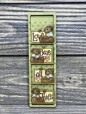 Vtg Love Bears All Things Refrigerator Magnet 1998 Green Rectangle Brown Bears picture